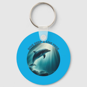 Dive Deep Live Free Dolphin Key Ring