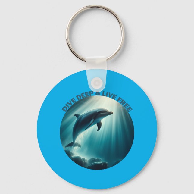 Dive Deep Live Free Dolphin  Key Ring (Front)