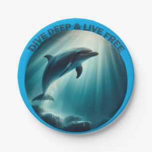 Dive Deep Live Free Dolphin Paper Plate