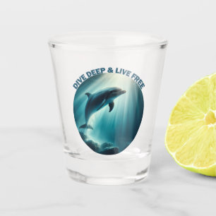 Dive Deep Live Free Dolphin Shot Glass