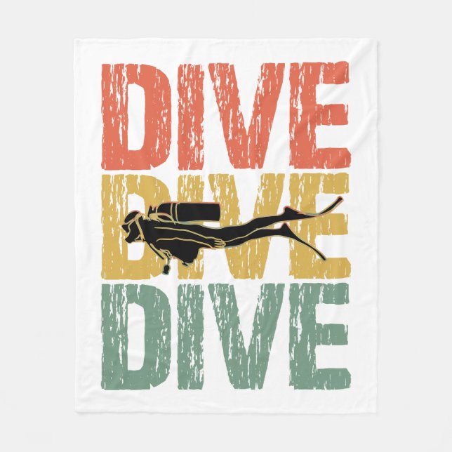 Dive Dive Dive - Scuba Diver Underwater Diving Fleece Blanket (Front)