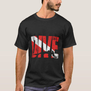 Dive Diver Down Flag Hammerhead Shark Look T-Shirt