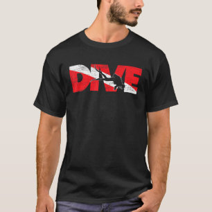 Dive Flag Diver Down Aquaholic Scuba Diving Ocean  T-Shirt