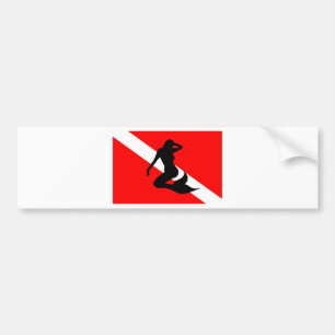 Dive Flag Mermaid Bumper Sticker