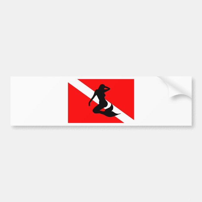 Dive Flag Mermaid Bumper Sticker (Front)