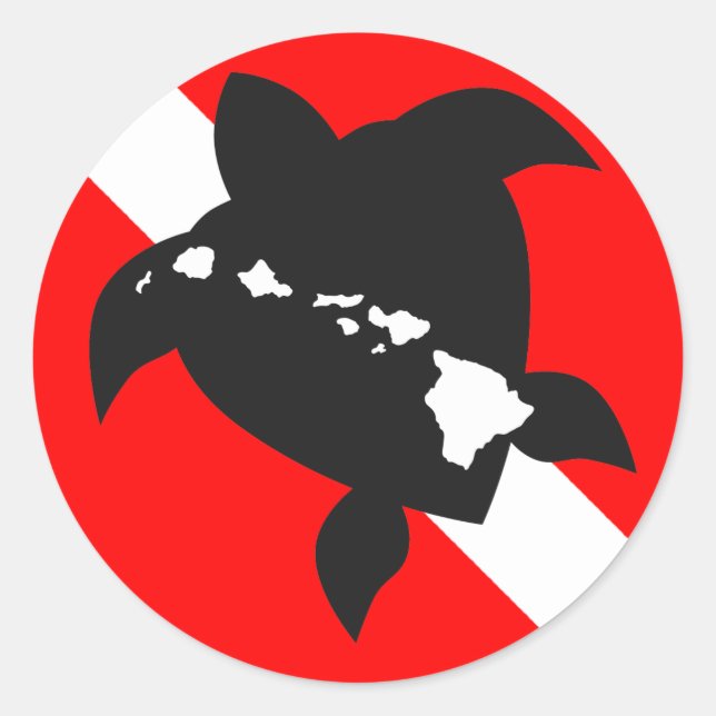 Dive Flag Turtle Classic Round Sticker (Front)