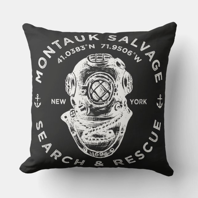 Dive Helmet Montauk Salvage Company Outdoor Cushion (Front)