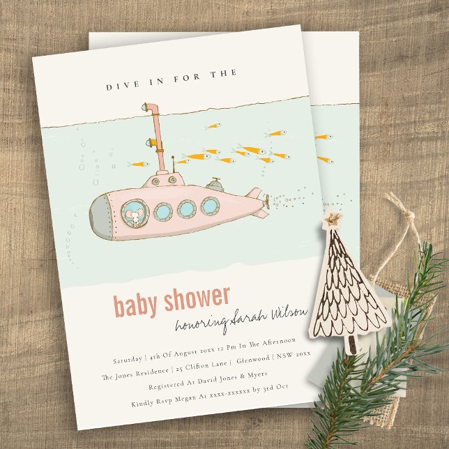 Dive In Underwater Submarine Baby Shower Invite (Creator Uploaded)