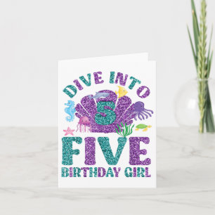 Dive Into 5 Birthday Decorations Girl 5th Birthday Card
