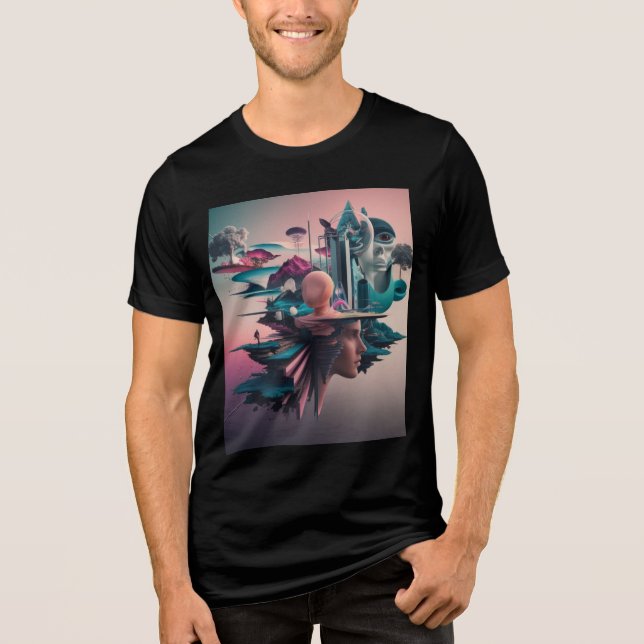 Dive into a World of Surreal Abstract Art  Tri-Blend Shirt (Front)