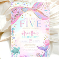Dive into Five 5th Birthday Mermaid Invitation, Me
