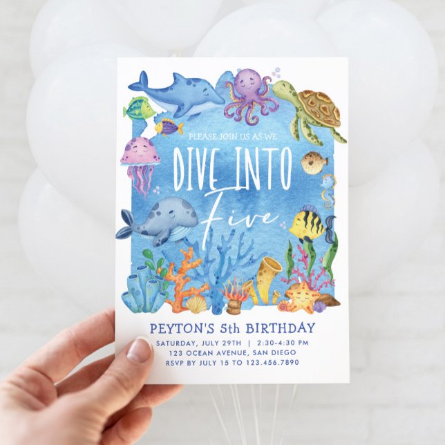 Dive Into Five Birthday Invitation Under the Sea (Creator Uploaded)