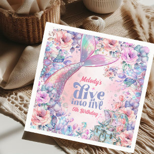 Dive into Five Flower Glitter Mermaid Tail  Napkin