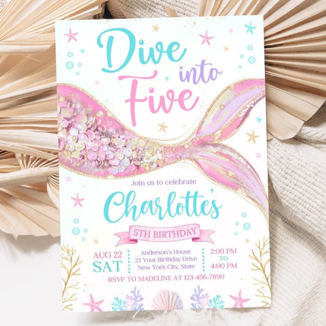 Dive into Five Invitation, Mermaid Bash Under the  Invitation (Creator Uploaded)