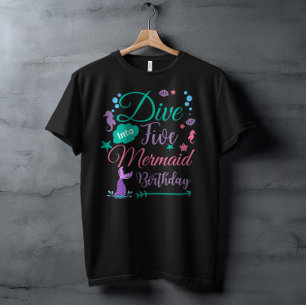 Dive into Five Mermaid 5th Birthday T-Shirt