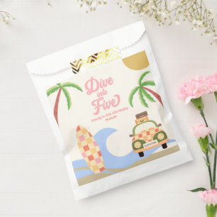 Dive Into Five Surf Pink 5th Birthday Party Favour Bag