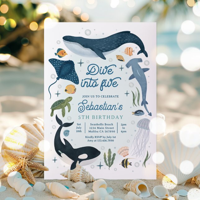 Dive Into Five Under The Sea 5th Birthday  Invitation (Creator Uploaded)