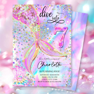 Dive into Seven 7th Birthday Mermaid Invitation 