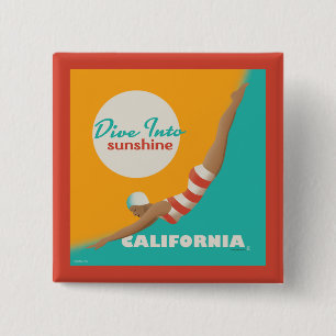 Dive Into Sunshine California 15 Cm Square Badge