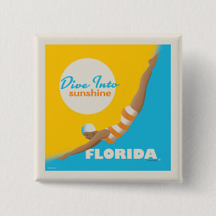Dive Into Sunshine   Florida 15 Cm Square Badge