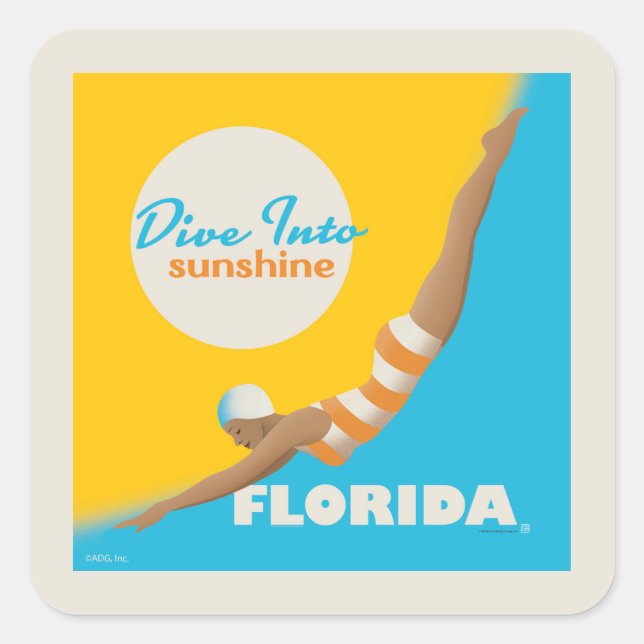 Dive Into Sunshine | Florida Square Sticker (Front)