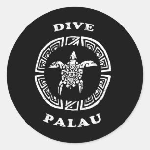 Dive Palau Vintage Retro Tril Turtle Vacation Classic Round Sticker