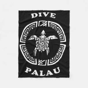 Dive Palau Vintage Retro Tril Turtle Vacation Fleece Blanket