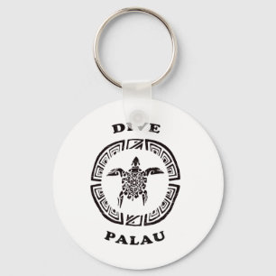 Dive Palau Vintage Tril Turtle Vacation Gift Key Ring