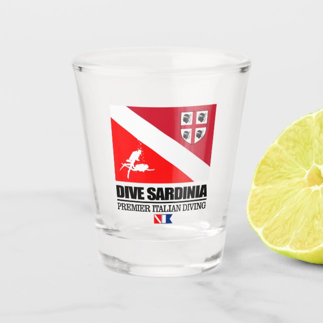 Dive Sardinia (sq) Shot Glass (Front)