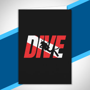 Dive, Scuba Diver Gift Diver Down Flag Diving Card