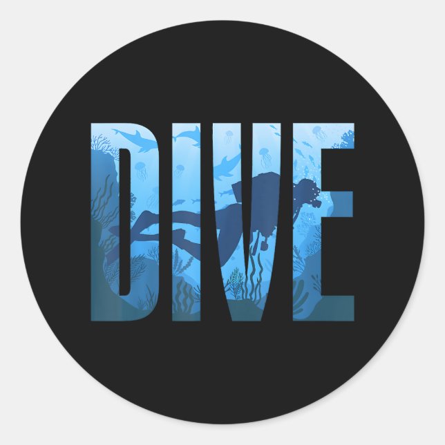 Dive Scuba Diving Classic Round Sticker (Front)