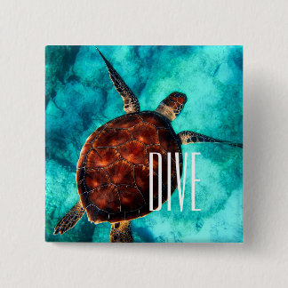 Dive Sea Turtle 15 Cm Square Badge