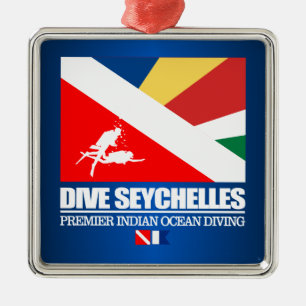 Dive Seychelles (sq) Metal Ornament