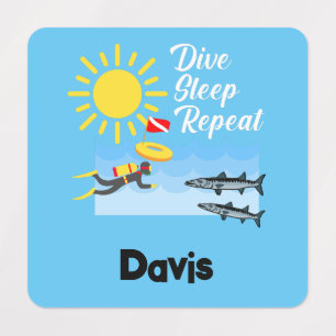 Dive Sleep Repeat Design - Small Square Clothing L