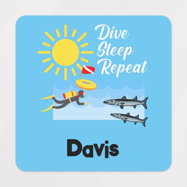 Dive Sleep Repeat Design - Small Square Clothing L (Design 1)