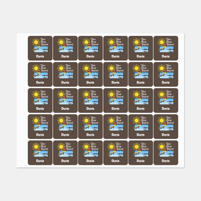 Dive Sleep Repeat Design - Small Square Clothing L (Sheet)