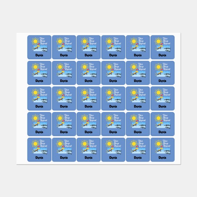 Dive Sleep Repeat Design - Small Square Clothing L (Sheet)