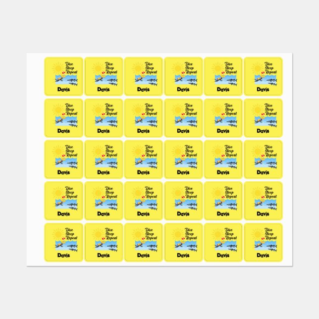 Dive Sleep Repeat Design - Small Square Clothing L (Sheet)