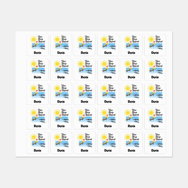 Dive Sleep Repeat Design - Small Square Clothing L (Sheet)