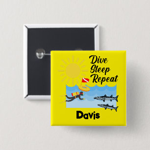 Dive Sleep Repeat Design - Square Button