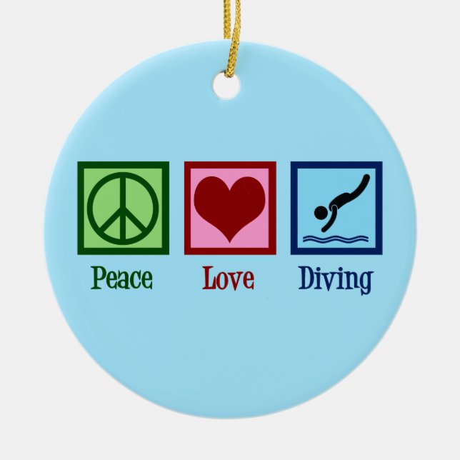 Dive Team Peace Love Diving Ceramic Ornament (Front)