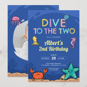 Dive to the Blue Sea Birthday Photo Invitation