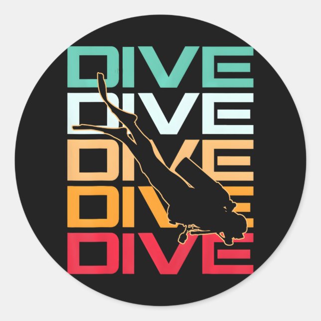 Dive Underwater Diving Scuba Classic Round Sticker (Front)