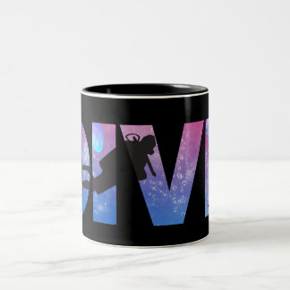 DIVE with scuba divers making the word   Two-Tone Coffee Mug