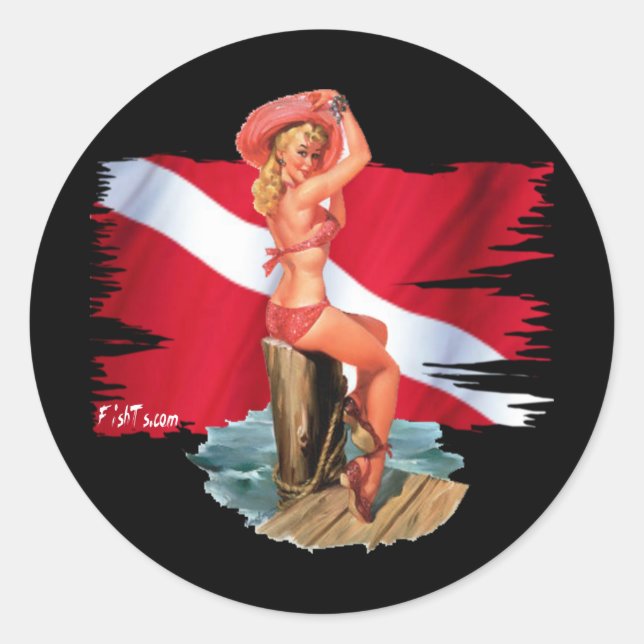 DiveBabe by DiversDen Classic Round Sticker (Front)