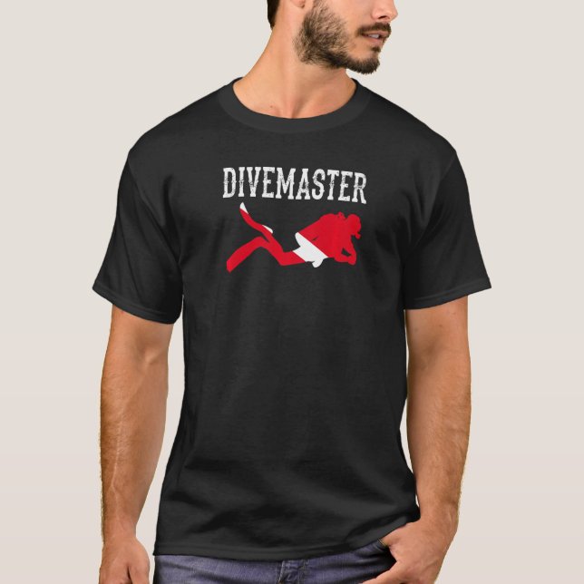Divemaster Scuba Diving Instructor Dive Flag Style T-Shirt (Front)