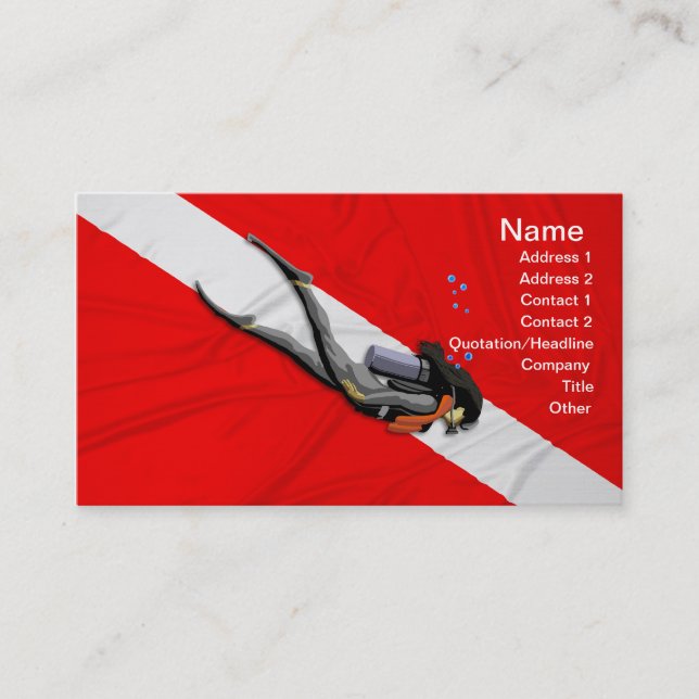 Diver And Dive Flag Business Card (Front)
