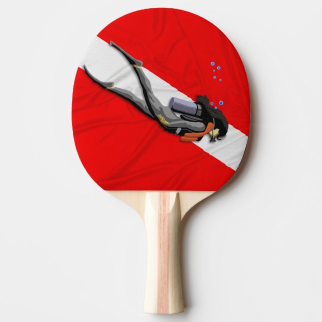 Diver And Dive Flag Ping Pong Paddle (Front)
