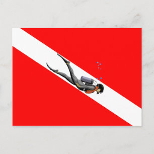 Diver And Dive Flag Postcard