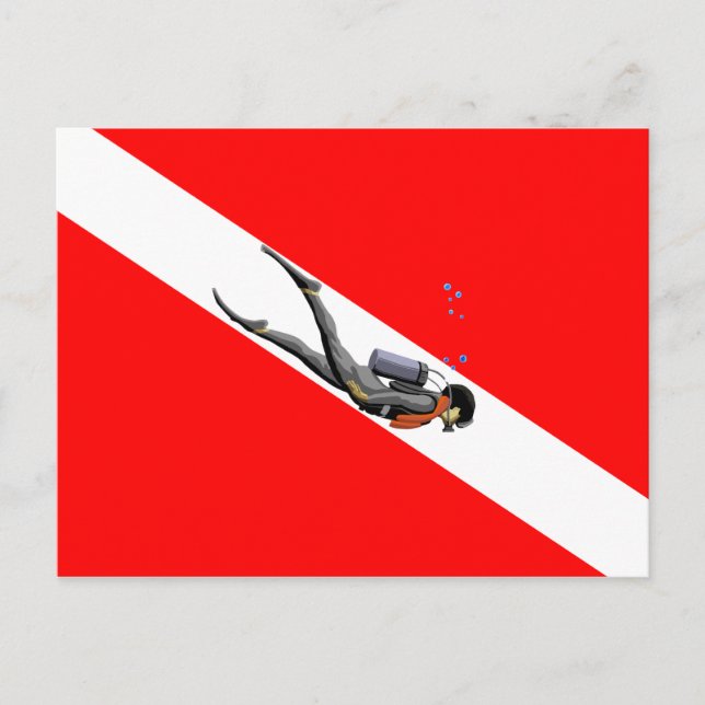 Diver And Dive Flag Postcard (Front)